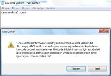 Not Defteri Karakter Hatası
