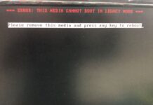 *** Error: This Media Cannot Boot in Legacy Mode *** Hatası